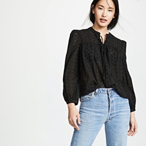 madewell eyelet double tie peasant top